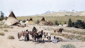  Far Tableaux - Quête de campement indien ouest Amérindien Henry Farny